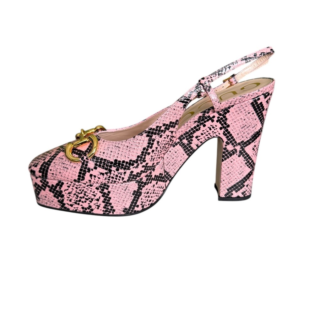 Gucci Horsebit Platform Python Print Leather High… - image 2